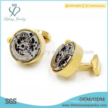 Trendy copper plating gold cufflinks for men,design watch cufflinks